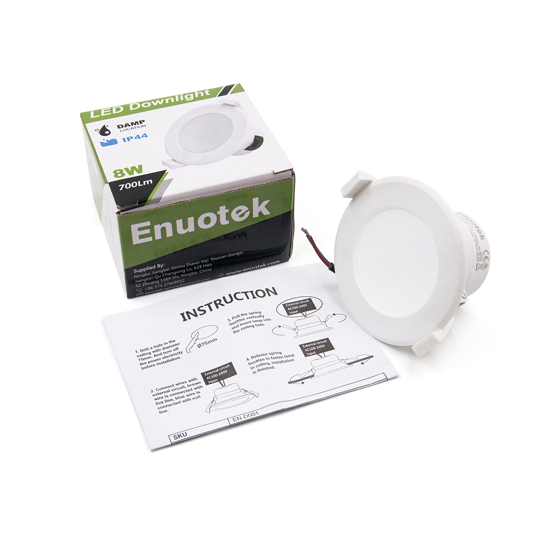 LED Small Recessed Ceiling Downlight Recessed Ceiling Lamp 8W 3000K Warm White Cut Hole 70-85MM/Φ AC100~240V IP44 for Bathroom Kitchen 1 Pack by Enuotek