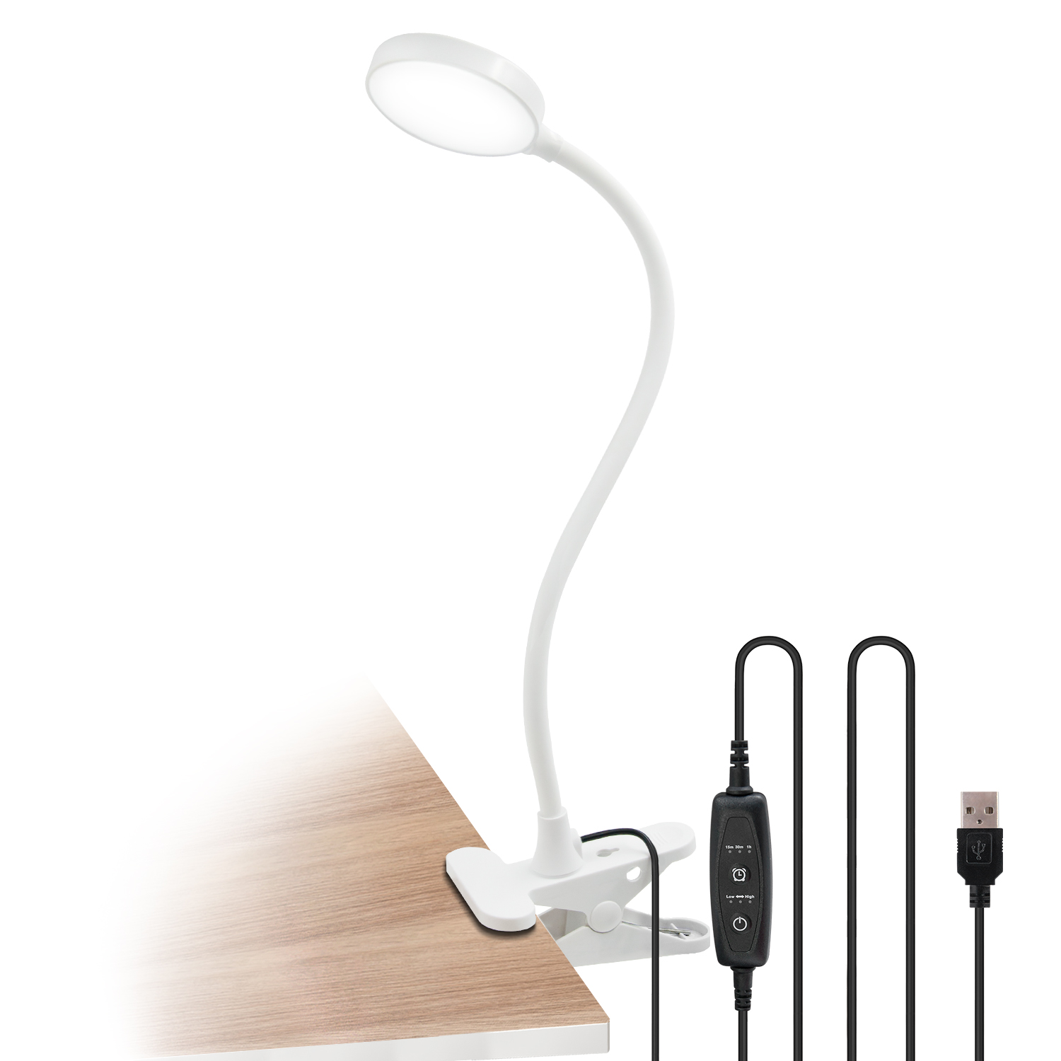 White Dimmable Clip On 4w Led Table Light Desk Reading Lamp
