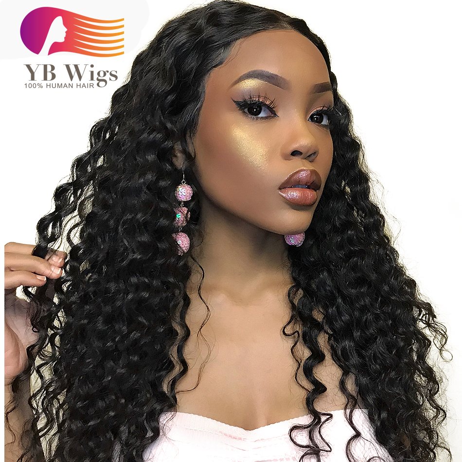 Deep Wave Full Lace Wig Pre Plucked With Baby Hair Brazilian Human Hair For Black Women Free Shipping