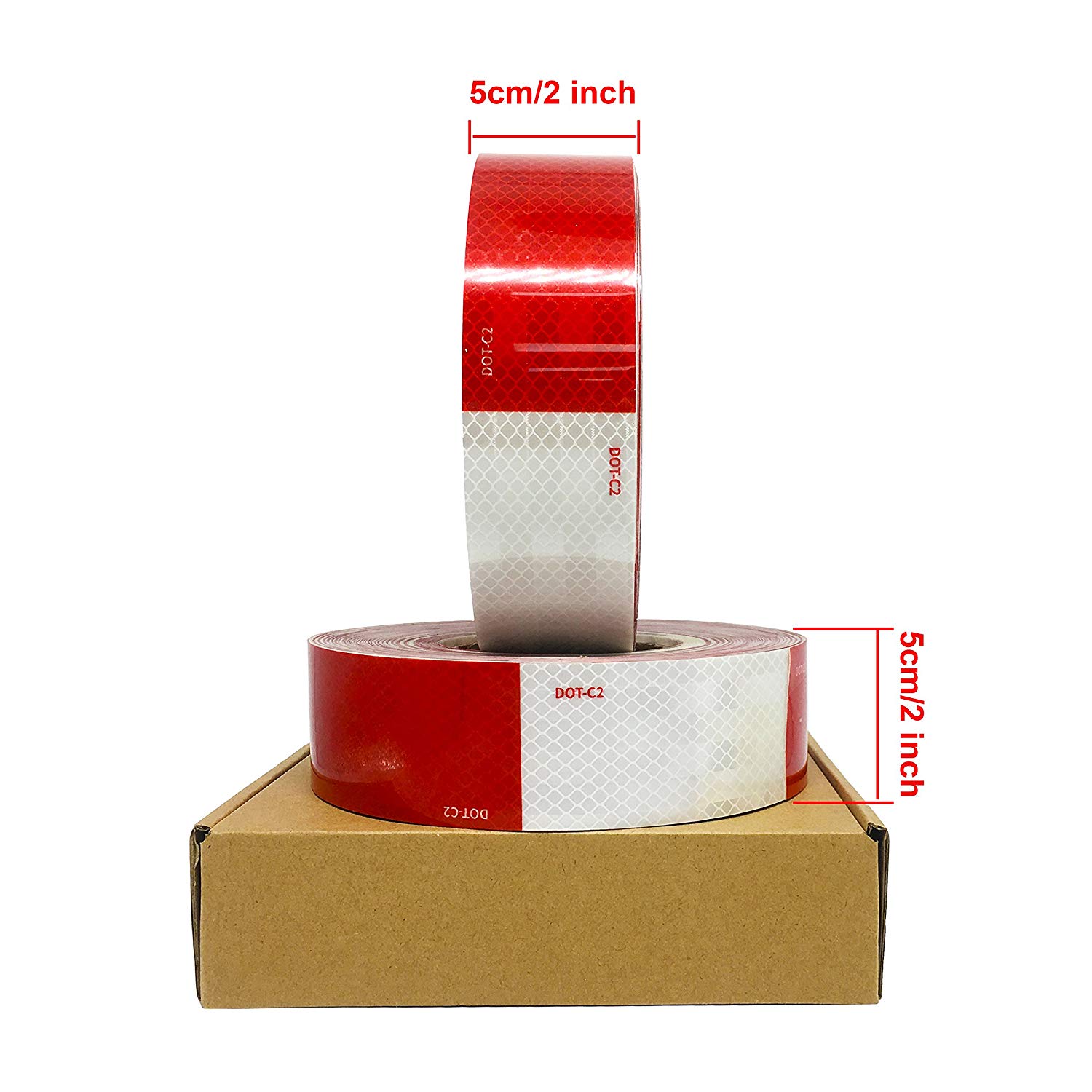 Red-White PerfecTech Reflective Tape 2 x 150 Traffic Reflective Safety Warning Tape Stickers Stripe Waterproof