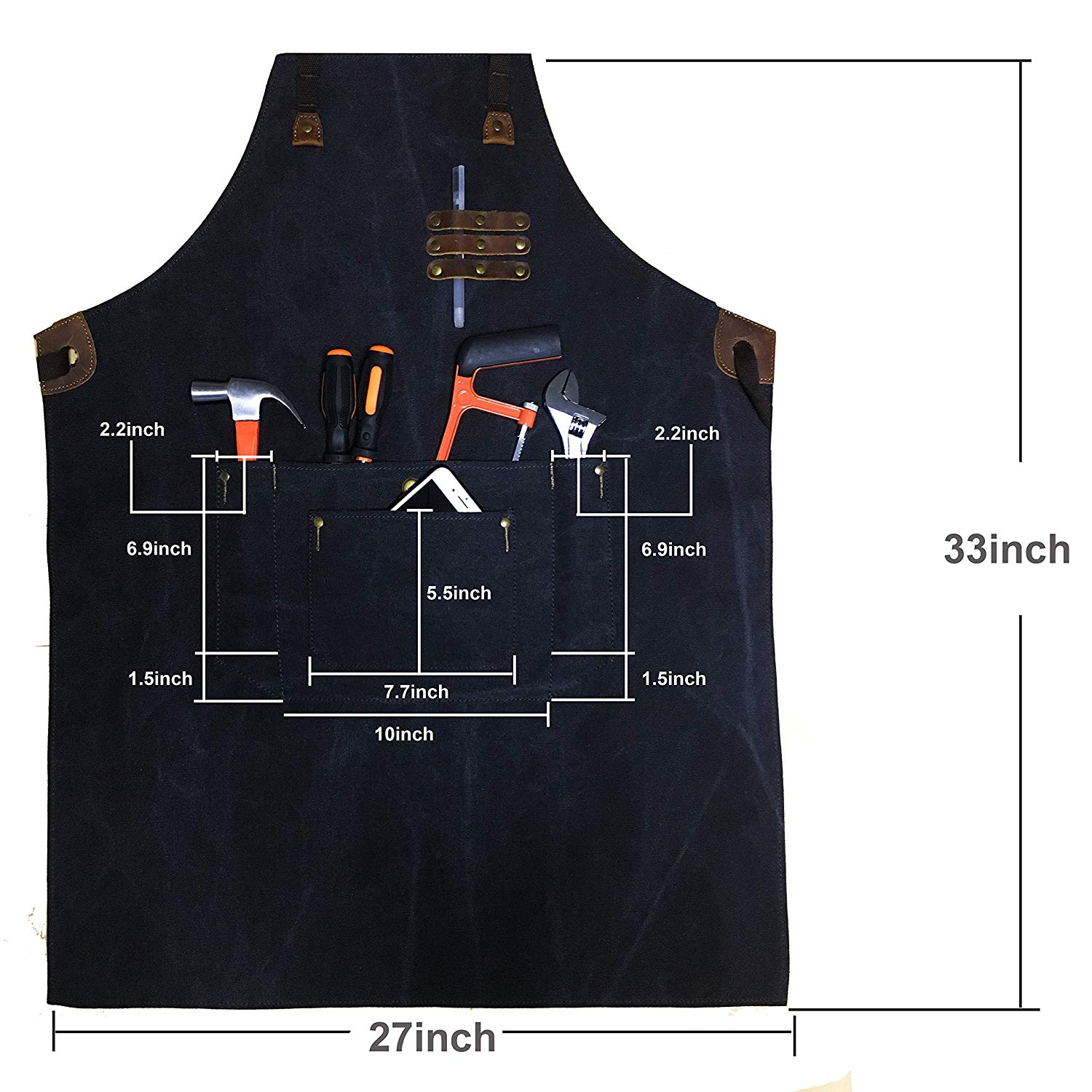 Heavy Duty Work Apron Adjustable Oil Wax Cloth Tool Apron Waterproof Carpenter A