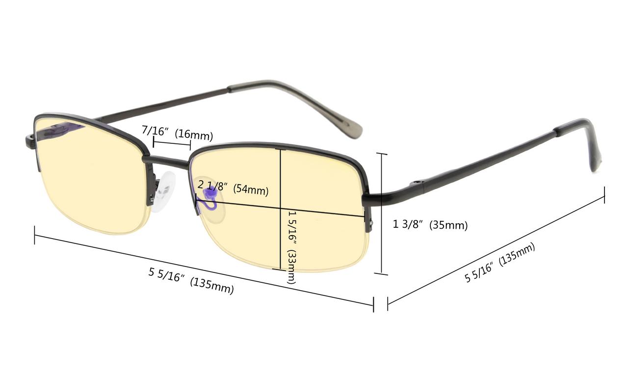 Eyekepper Anti-Blue Ray//Anti-Strain Computer Reading Glasses with Case Gold//Amber Tinted Lens, 2.50