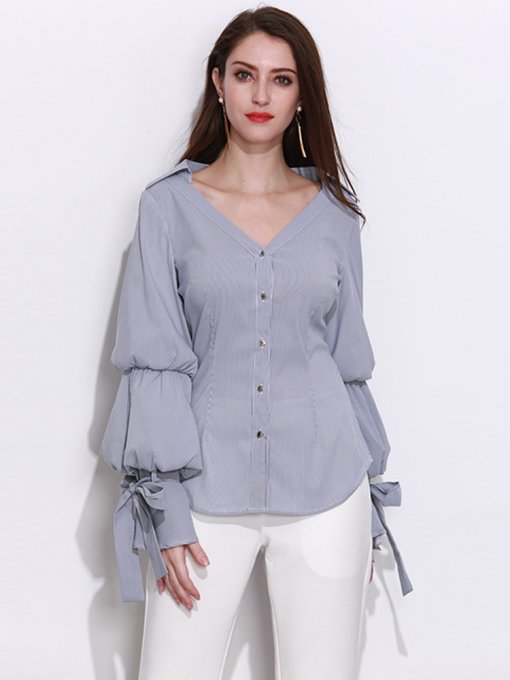 v-neck long sleeve shirt blouse