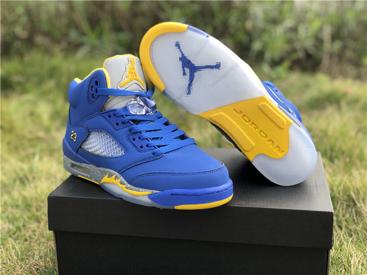 blue and yellow 5s jordans