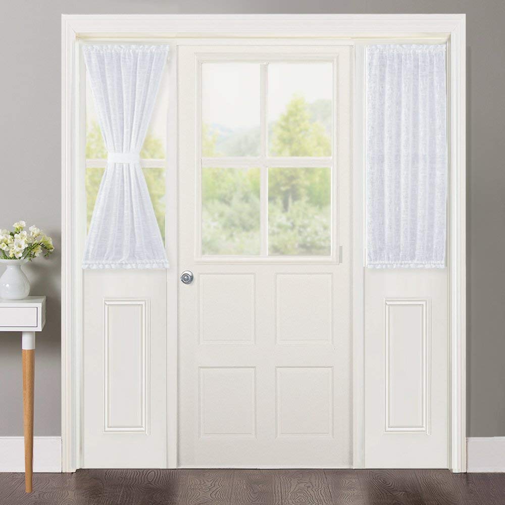 Nicetown Sidelight Curtains For Front Door Linen Textured Look Semi Voile Privacy Sidelight Panel Curtains Including Bonus Tiebacks Sold As 2