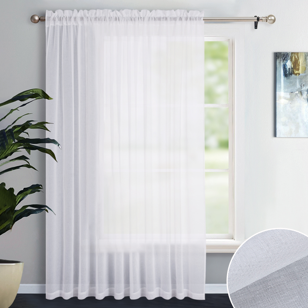Nicetown Rod Pocket Patio Door Sheer Curtain Panels Linen Look