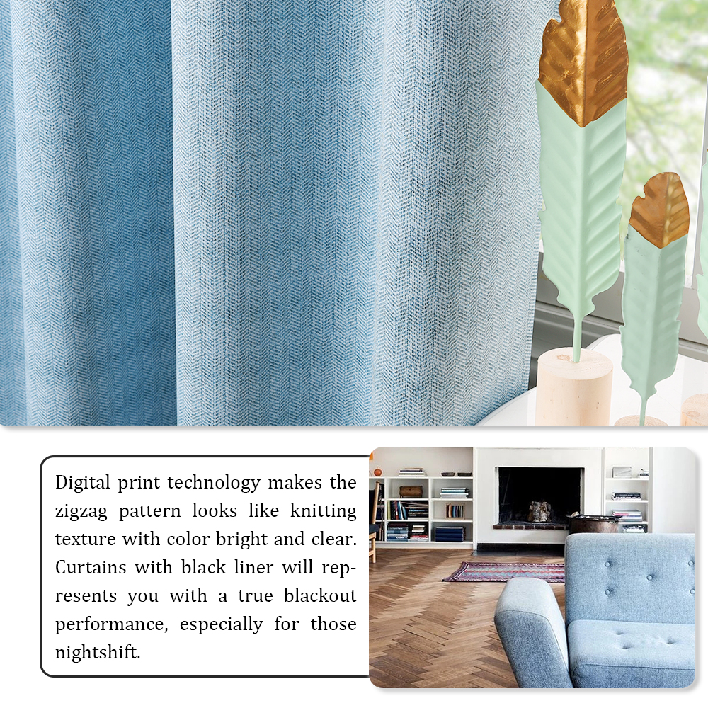 Nicetown 100 Blackout Print Curtains Chevron Zig Zag Pattern 52