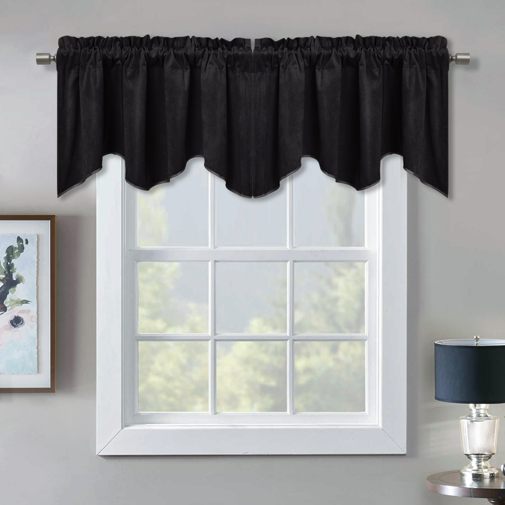 Blackout Scalloped Velvet Valance Curtains Elegant Home Decor