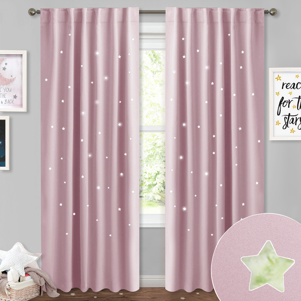 Sky Twinkle Star Hollow Out Curtain, Creative Blackout Window Drape,sold As 1 Panel