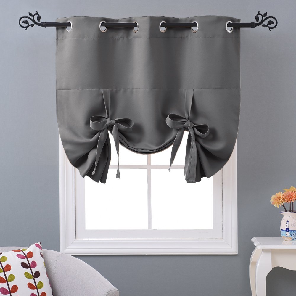 Thermal Insulated Blackout Balloon Blind Curtain Tie Up Shade Valance For Small Window,sold As 1 Panel