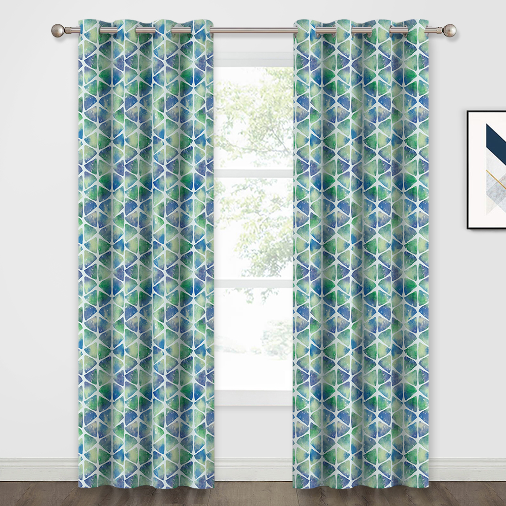 Geometry Triangle Print Curtain Drapes For Teenager’s Bedroom/home Office/kids Playroom/doorway Panel, Sold As 1 Panel