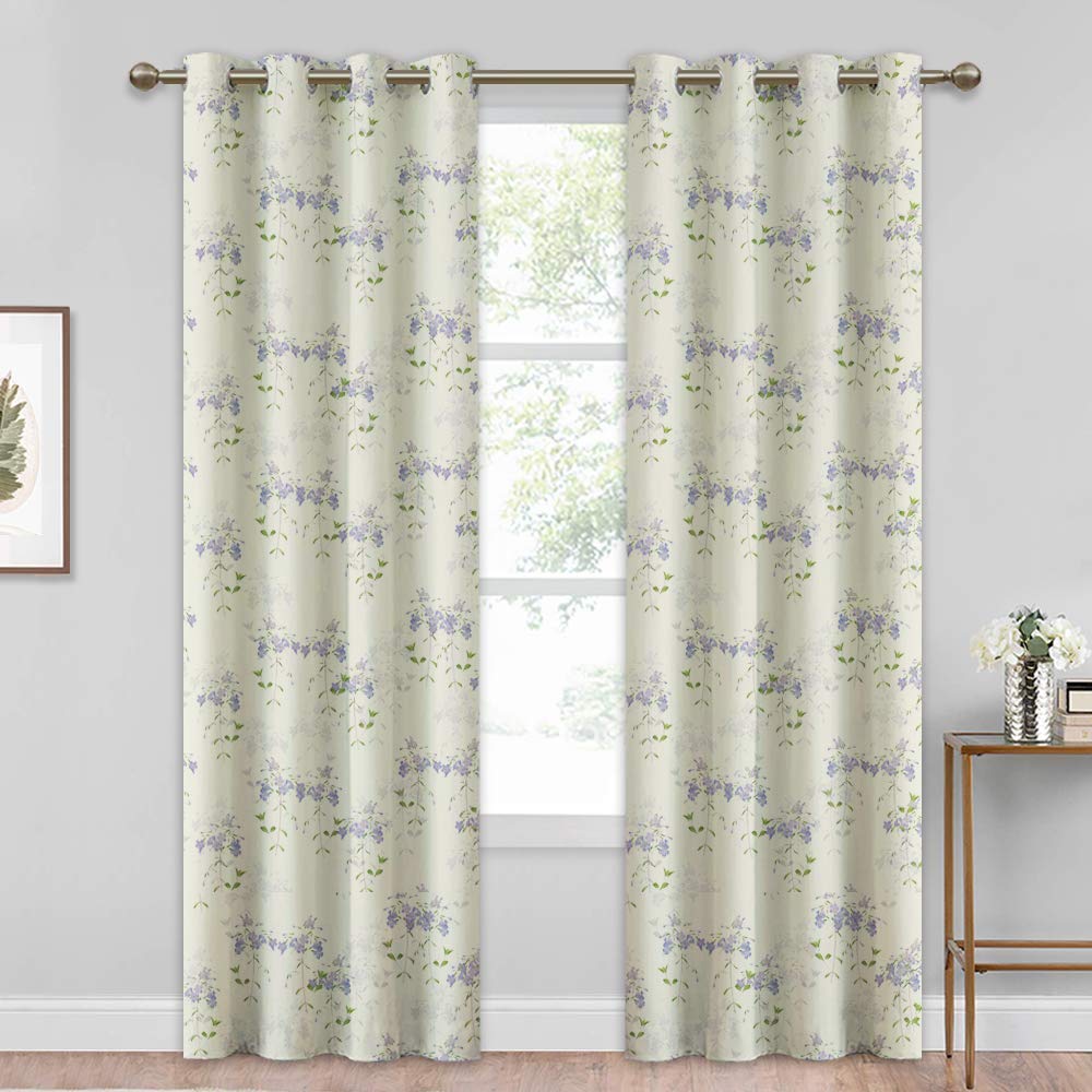 Floral Print Curtain Panel - True Blackout Curtain Natural Patterned Window Treatment For Dining Room, Sold As 1 Panel