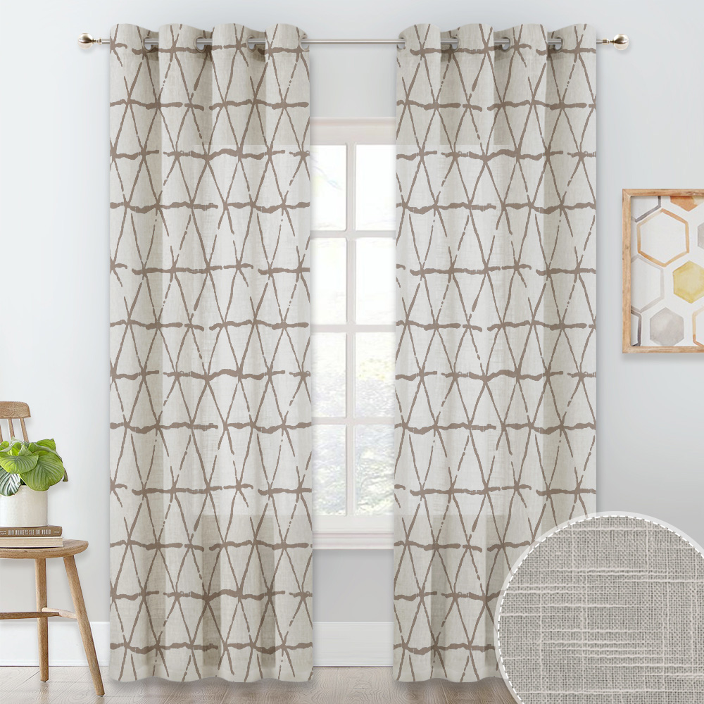 Privacy Semi-sheer Window Curtain - Linen Texture Wave Fabric For Light Glare Filter For Living Room Kitchen Kids Bedroom Window Decor, Sold As 1 Pane