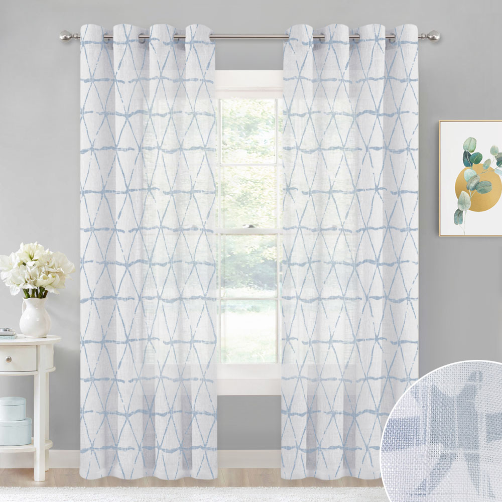 Semi-transparent Light Airy Privacy Protect Voile Drapes Textured Sheer Curtain, Sold As 1 Panel