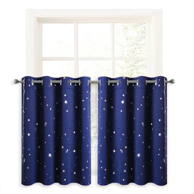 Kitchen Window Curtain - Small Half Window Short Valance Tiers With Twinkle Star, Privacy Drapes For Bathroom Kitchen Cafe Boys Room ,sold As 1 Panel