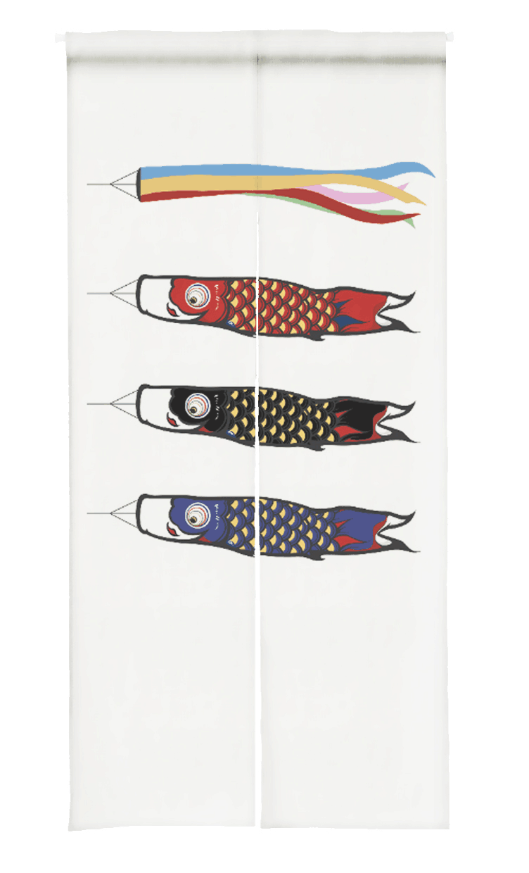 Carp Flag Print Doorway Curtain Japanese Noren, Sold As 1 Panel
