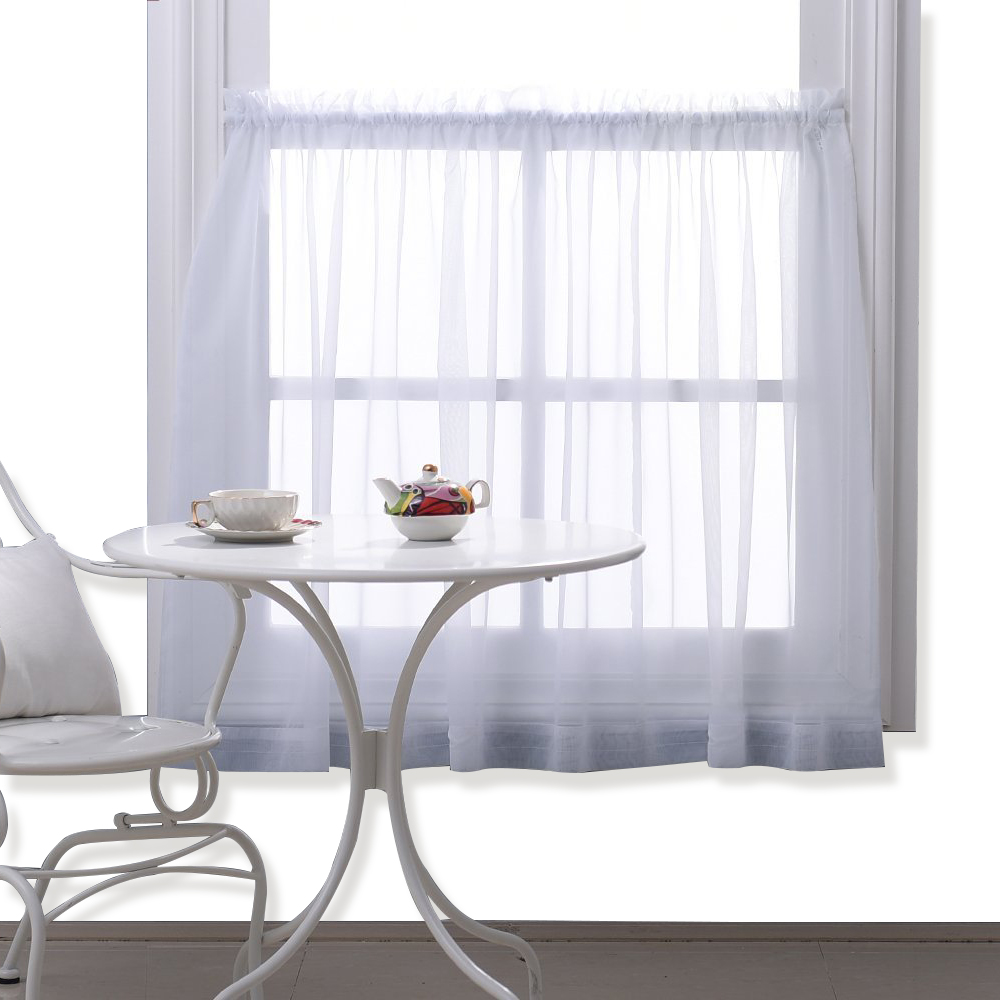 Voile Textured Small Window Sheer Valance Sheer Tier For Kitchen, Short Sheer Curtain For Cafe, Sold As 1 Panel