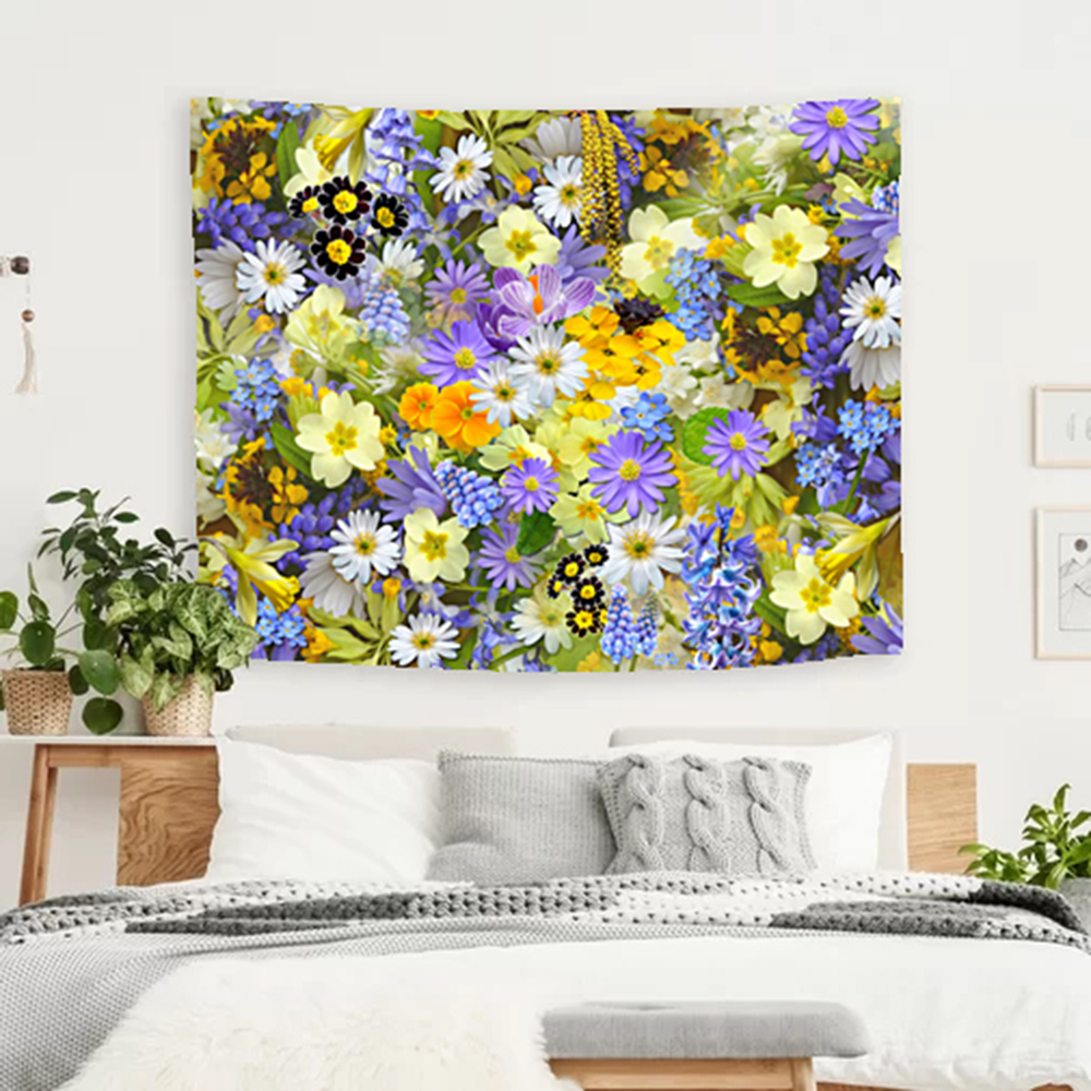 Multi-color Flower Tapestry Wall Hanging Home Decoration For Living Room Bedroom Dorm Art Deck, Sold As 1 Panel
