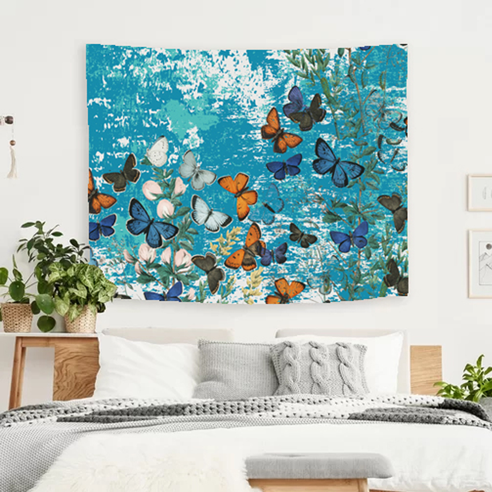 Beautiful Butterflies Tapestry Wall Hanging Home Decoration For Living Room Bedroom Dorm Art Deck, Sold As 1 Panel