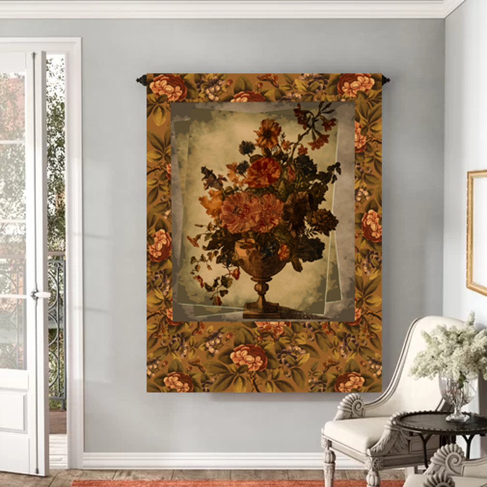 French Style Vase Pattern Tapestry Wall Hanging Home Decoration For Living Room Bedroom Dorm Art Deck, Sold As 1 Panel