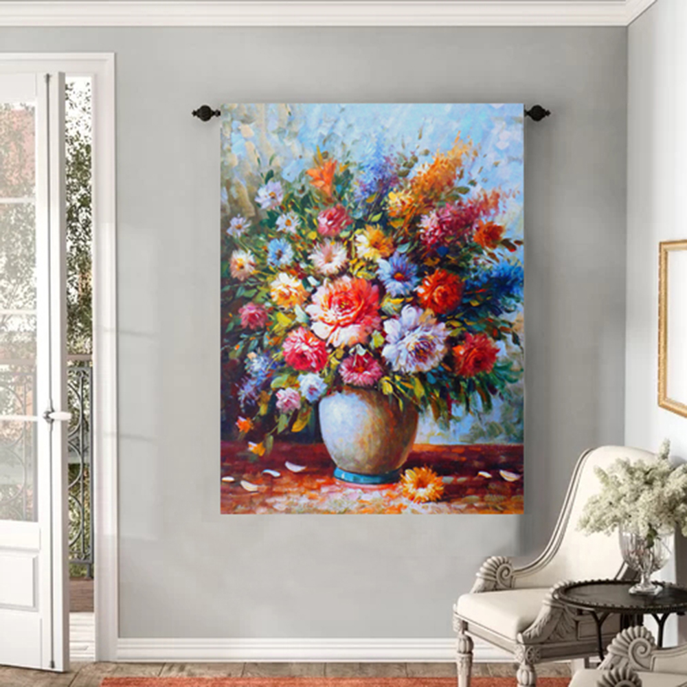 Beautiful Vase Oil Painting Tapestry Wall Hanging Home Decoration For Living Room Bedroom Dorm Art Deck, Sold As 1 Panel