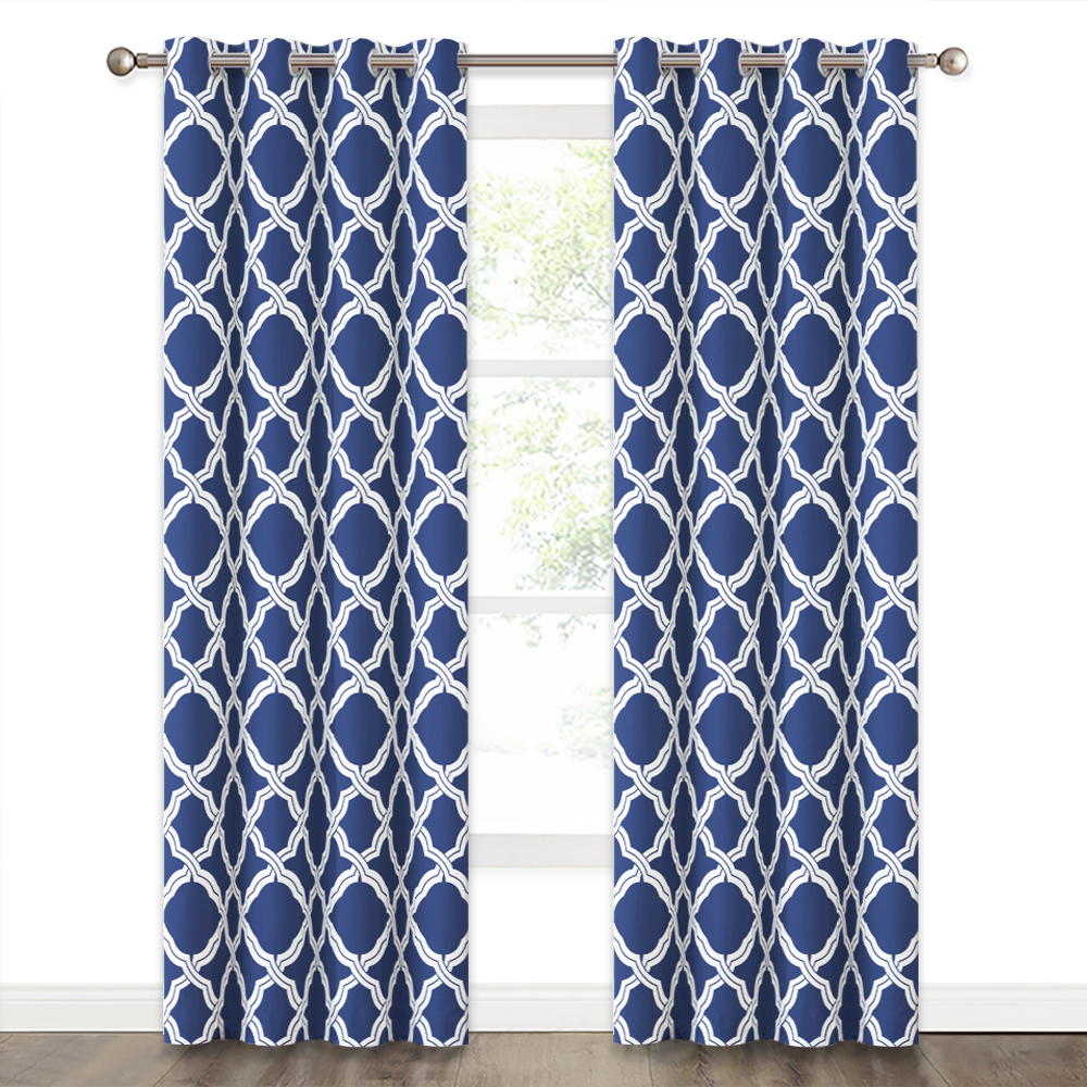 Living Room Curtains With Modern Pattern Lattice Print, Window Treatment Panel For Room Decor/light Block/thermal Insulated, Sold As 1 Panel