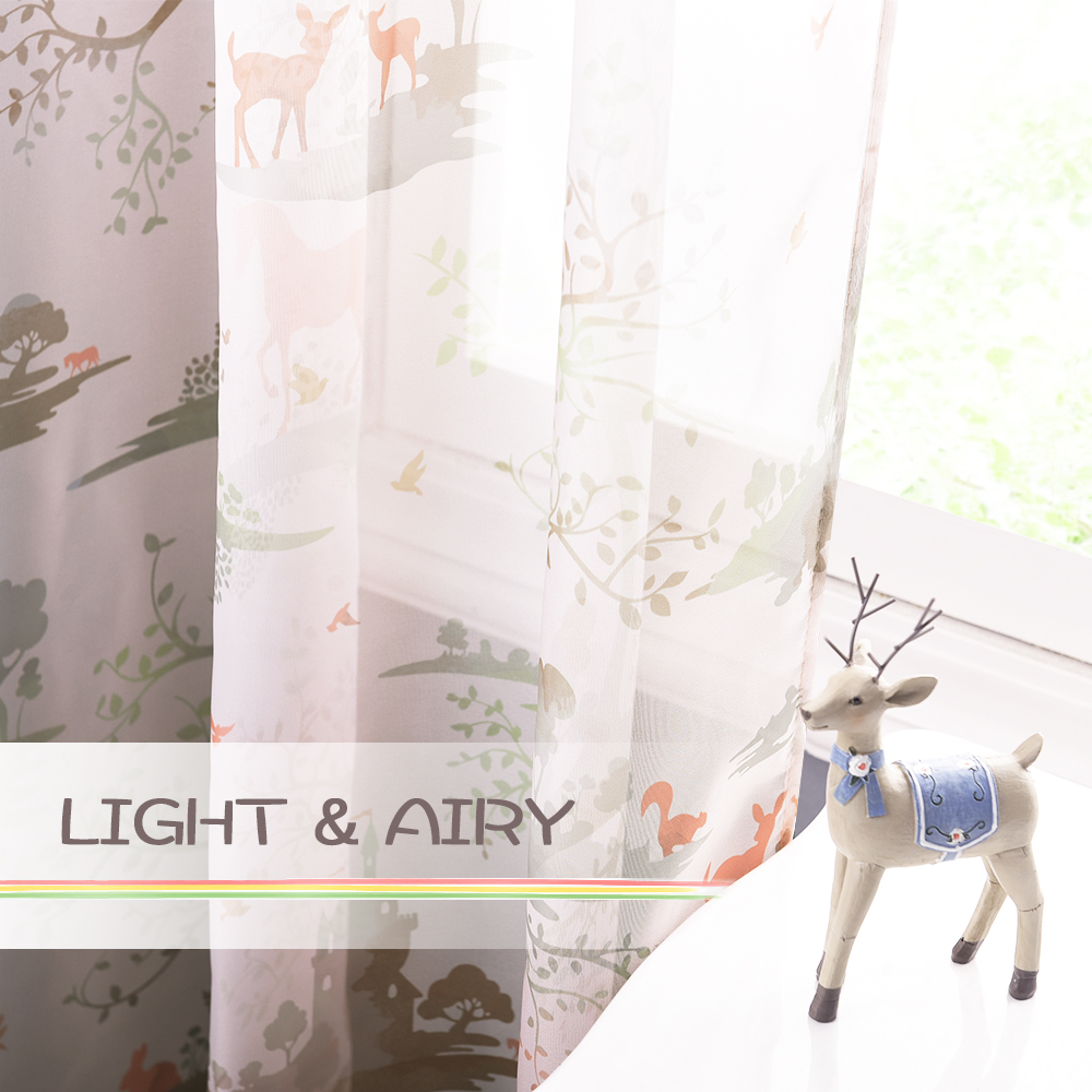 Dreamy Horse Pattern Printed Sheer Curtain For Kids Room, Sold As 1 Panel