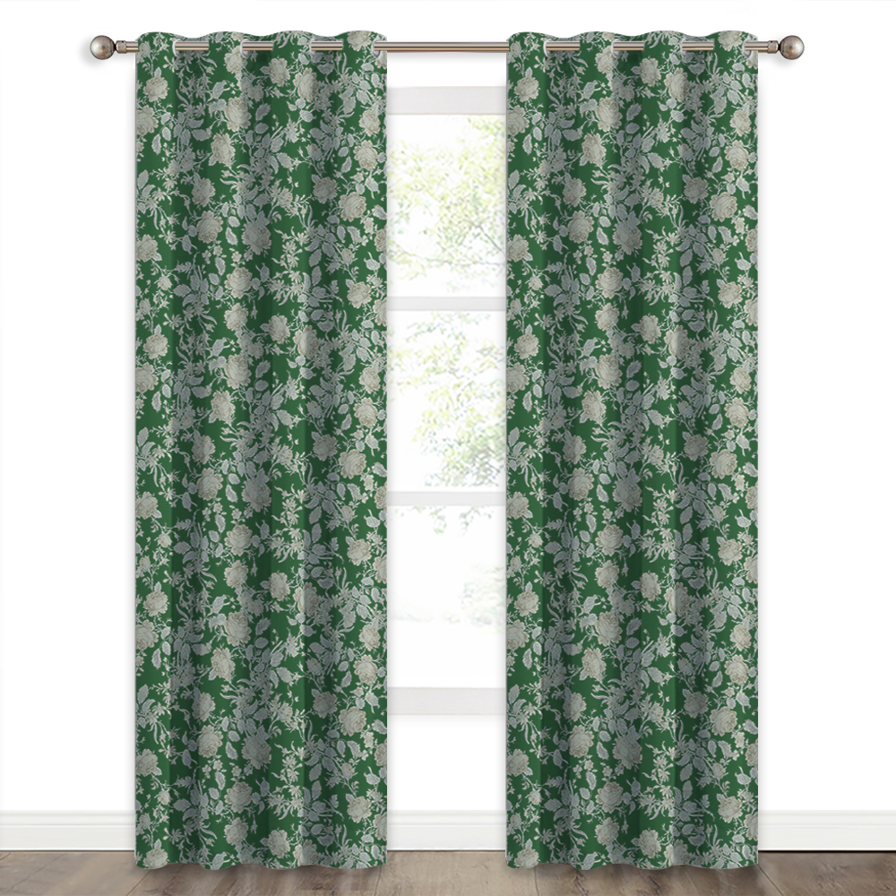 Luxury Floral Print Curtain- Energy Saving Fashionable Window Draperies Peony Pattern Room Darkening Panels For Nursery Room, Sold As 1 Panel