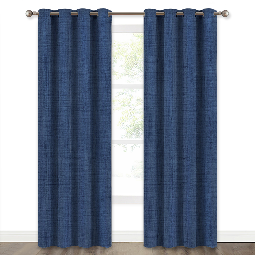 Room Darkening Faux Woven Pattern Window Curtain, Thermal Insulated Heavy Weight Luxury Textile Draperies For Patio Door, Sold As 1 Panel