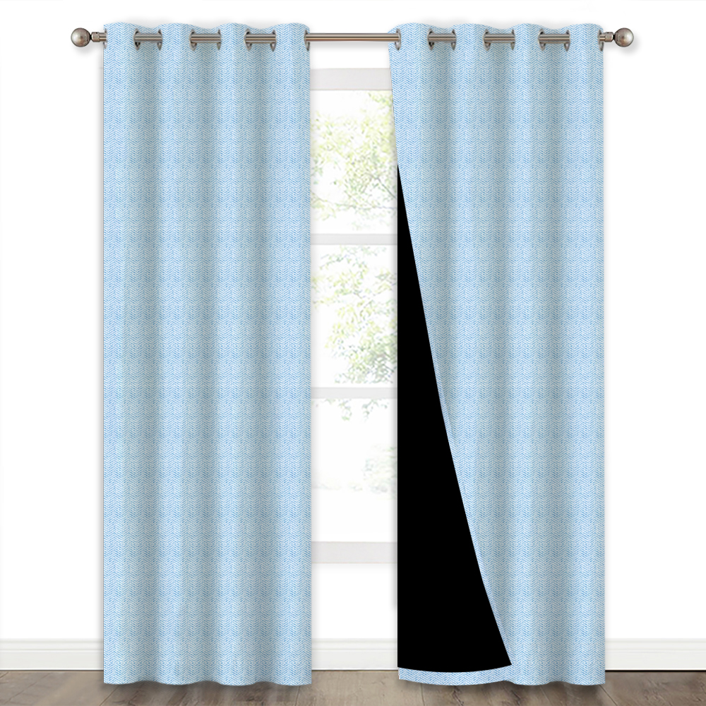 Truely Blackout Print Curtain - Eyelet Top Zigzag Pattern Full Shade 100% Blocking Sunlight Panels Energy Efficient For Nursery Room ,sold As 1 Panel