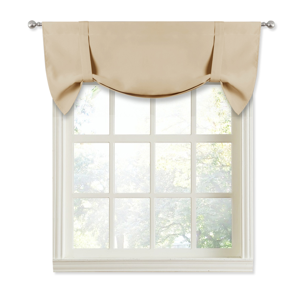 Balloon Valance For Kitchen Windows - Small Window Valance Tie Up Shade Privacy Curtain Blackout Rod Pocket Drape, Sold As 1 Panel