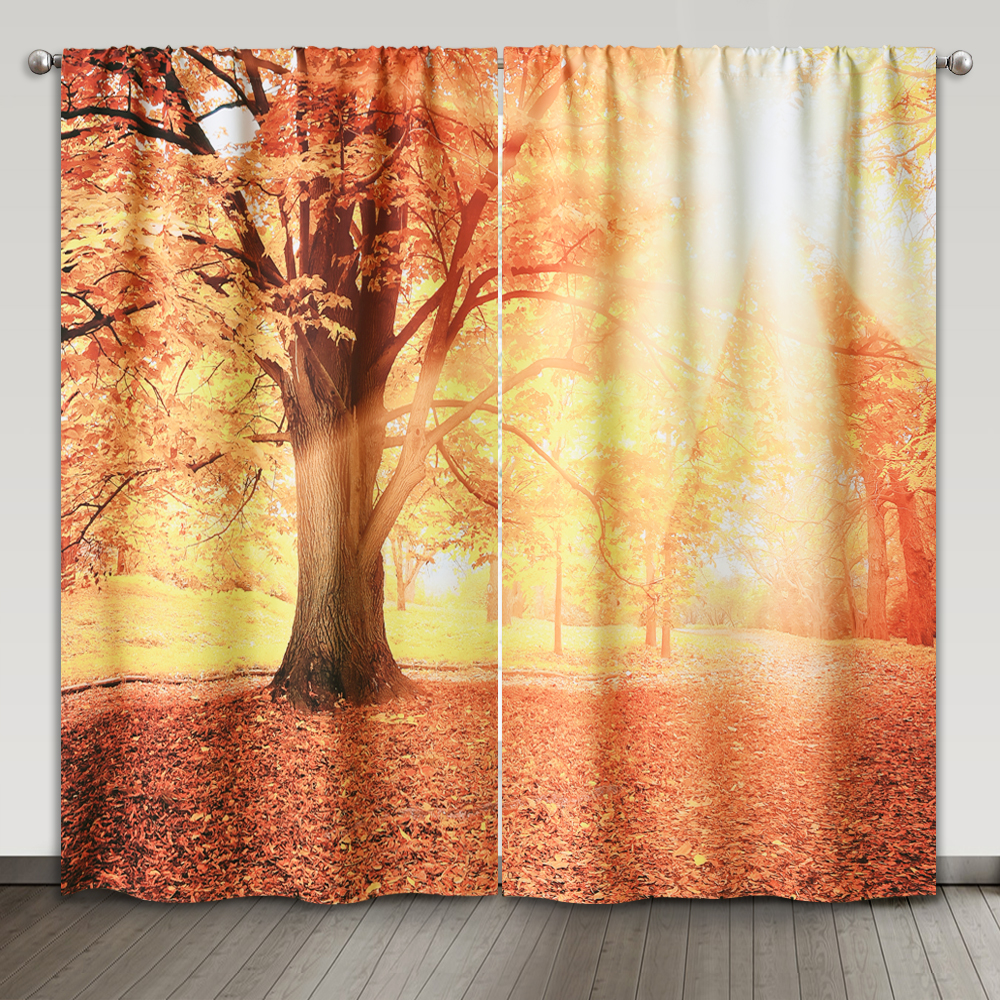Autumn Park Digital Printing Room Darkening Curtain, Sold As 2 Panels