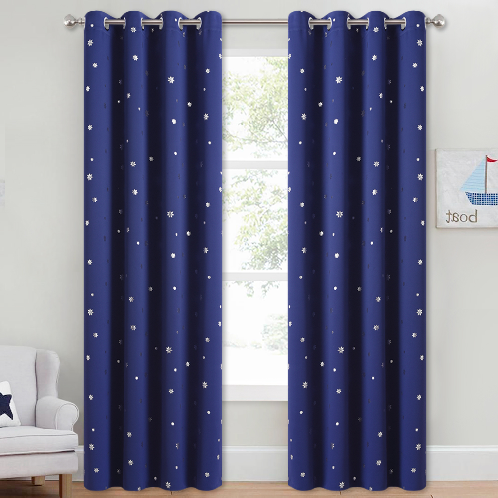 Snow Flakes, Creative Printed Blackout Curtain, Sold As 1 Panel