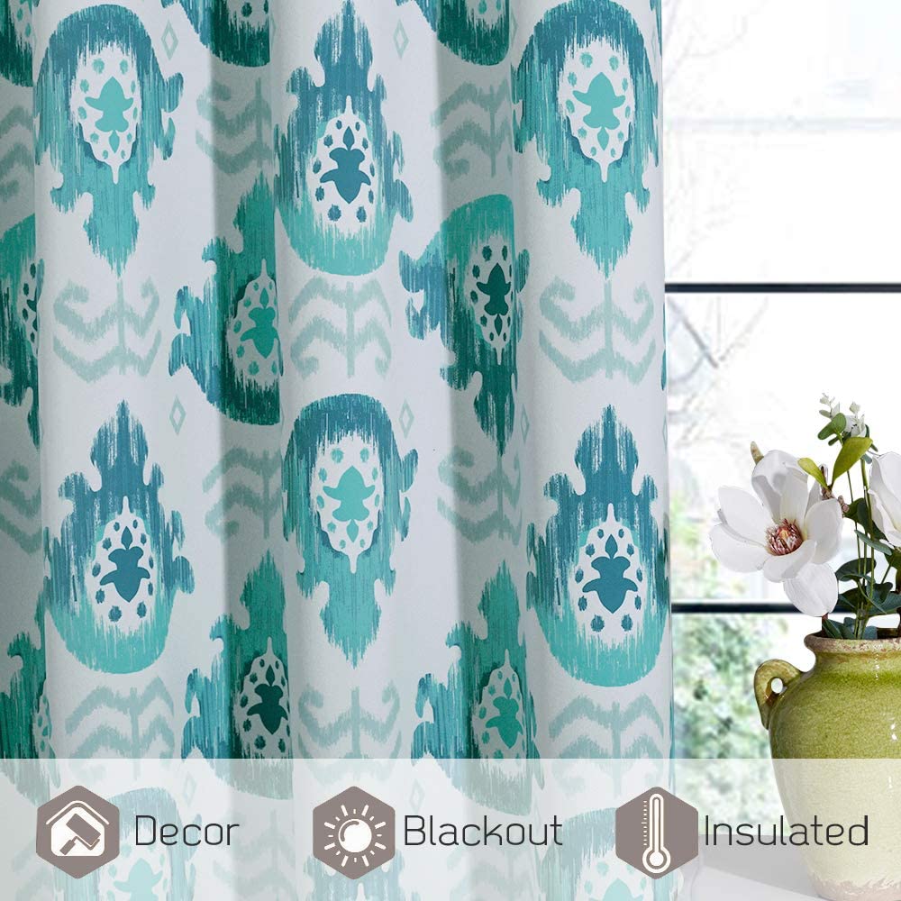 Floral Print Curtain, Retro Style Medallion Pattern Curtain Panel Room Darkening Drape,sold As 1 Panel