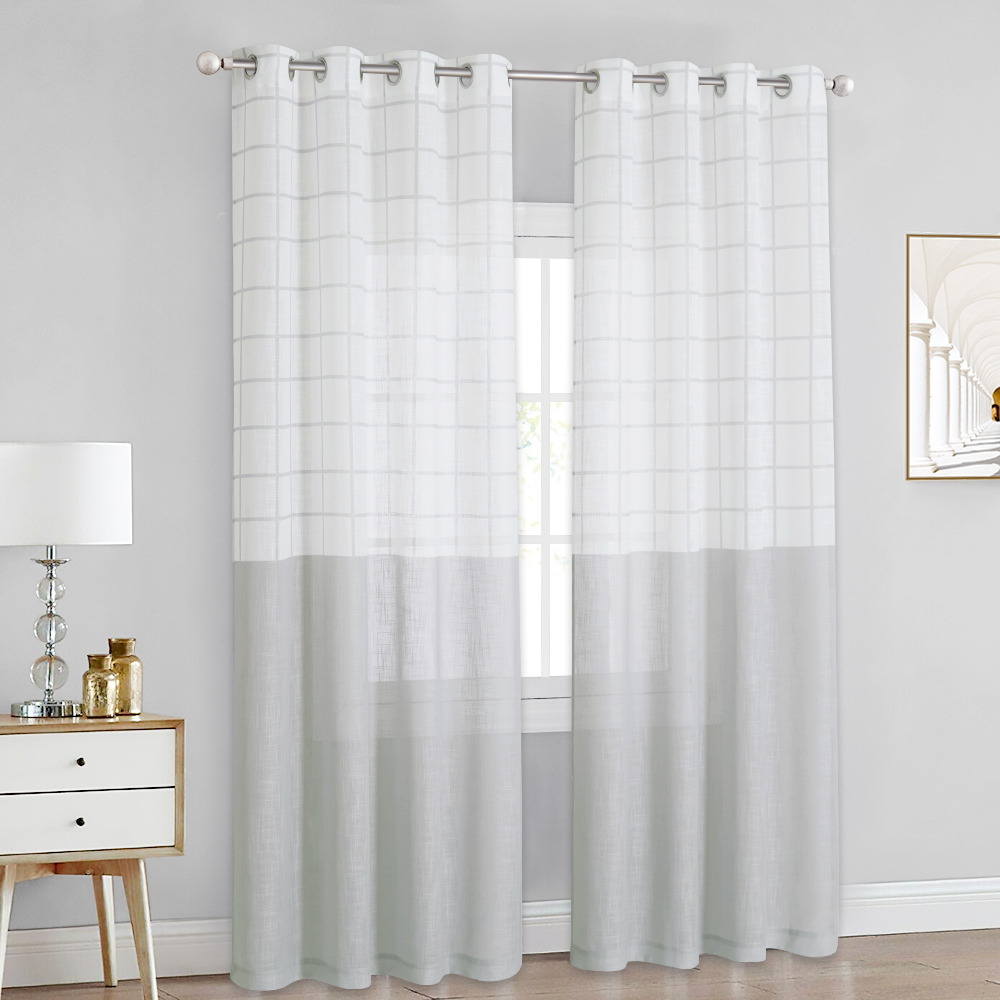 Lattice Linen Textured Sheer Curtain,sold As 1 Panel