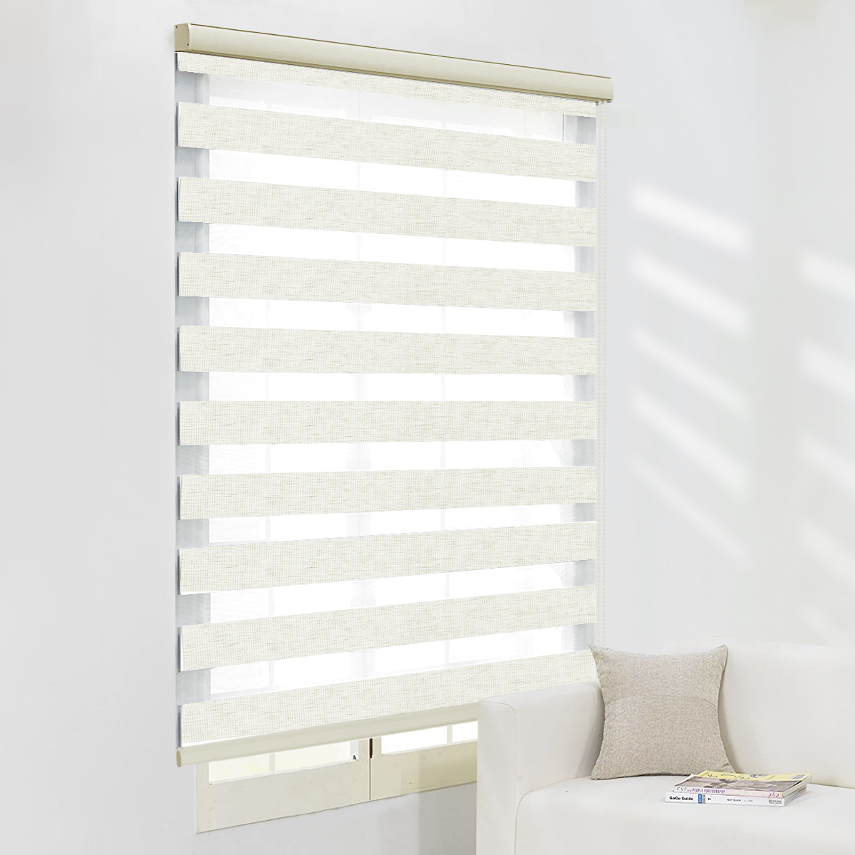 Zebra Dual Layer Shades Roller Window Blinds, Sheer Or Privacy Light Control For Day And Night