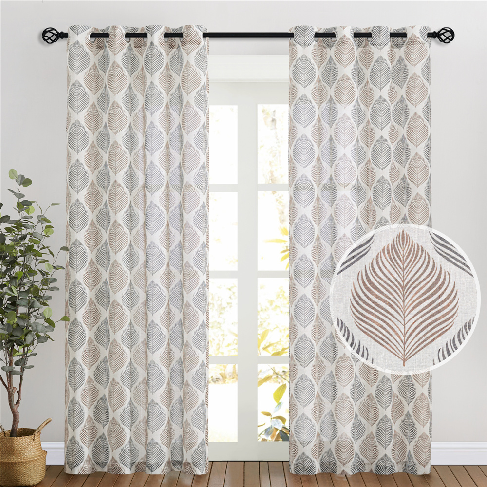 Leaf Linen Curtain,sold As 1 Panel
