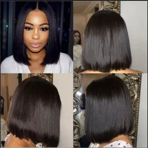 Pango Hair 12inch Bob Wig Short Straight Invisible 13x4 Frontal
