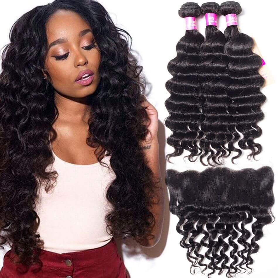 Us 150 47 Human Hair Weave Bundles With Frontal Virgin Hair 3