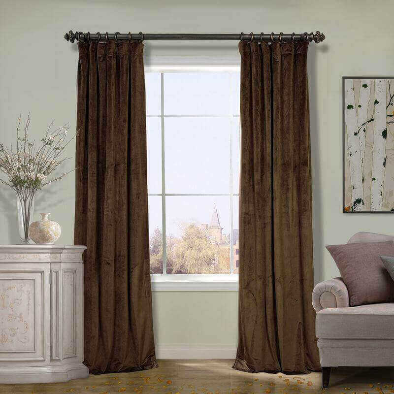 Chadmade Pinch Pleated 72w X 96l Blackout Lined Velvet Curtain