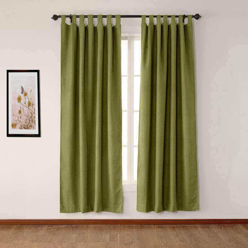 Tab Top Drapes Flax 72w X 96l Inch Luxury Textured Faux Linen