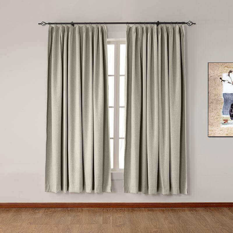 Tab Top Drapes Flax 72w X 96l Inch Luxury Textured Faux Linen
