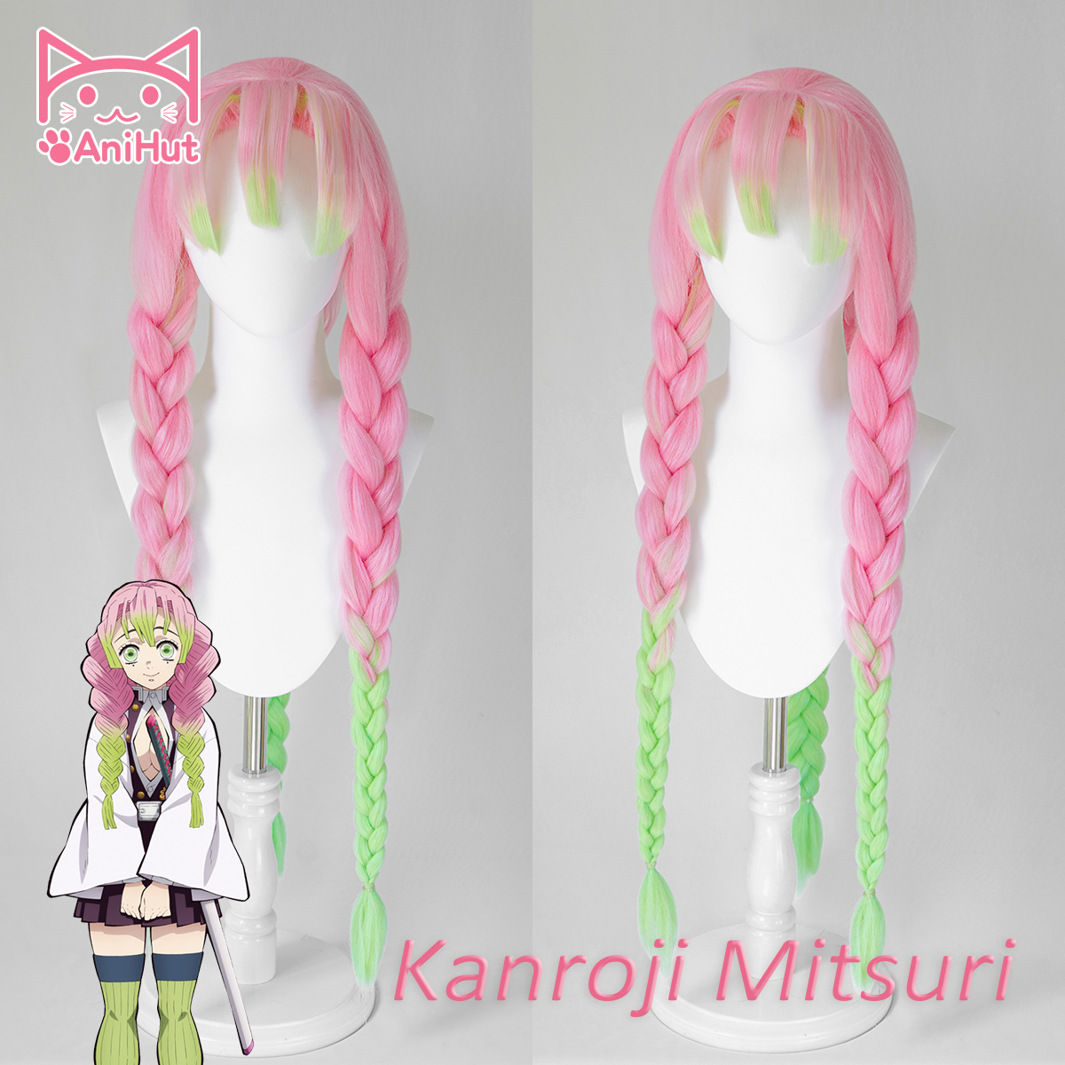 pink and green wig