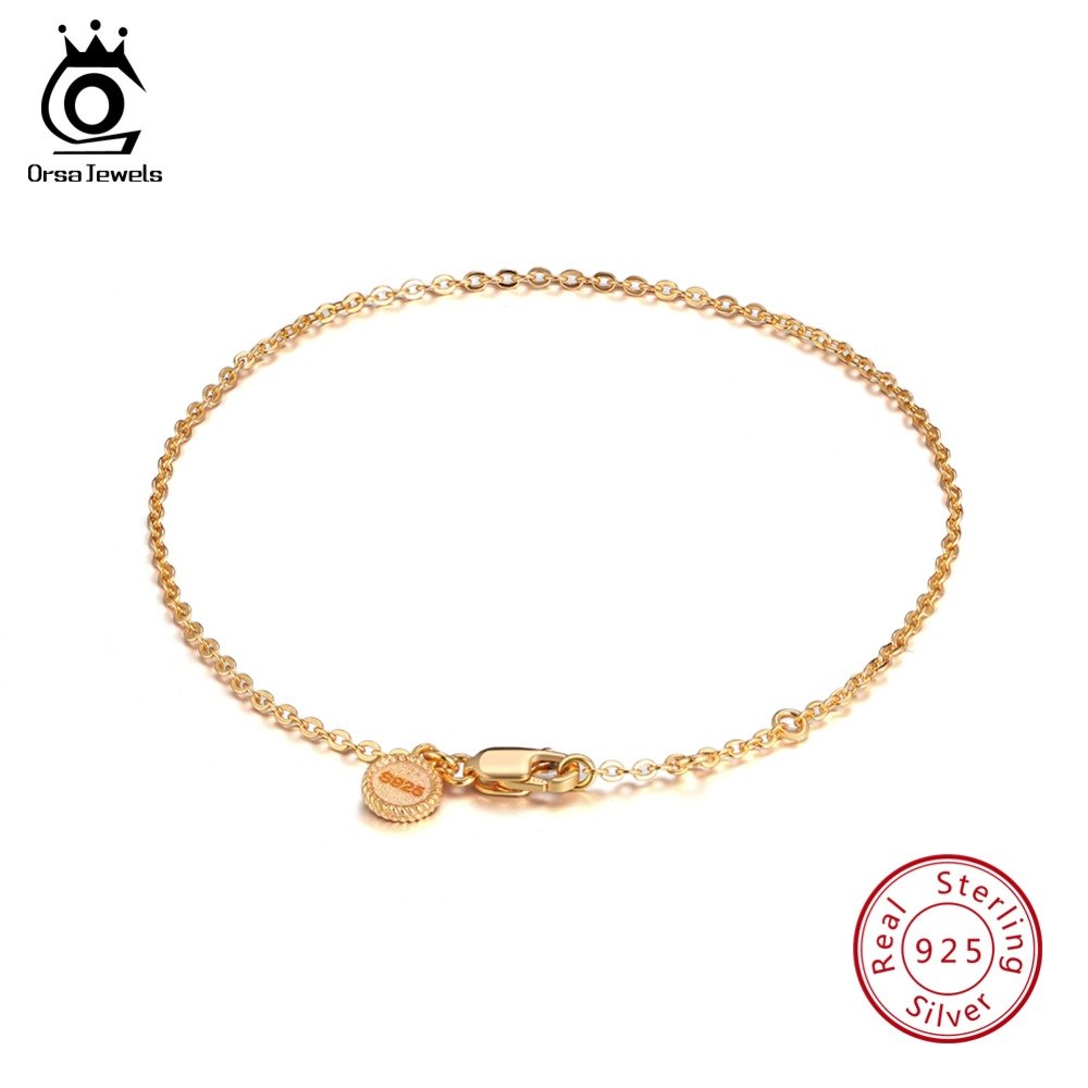 Orsa Jewels Real S925 Sterling Silver Gold Color Elegant Women Bracelets Orsa Jewels Real S925 Sterling Silver Gold Color Elegant Women Bracelets