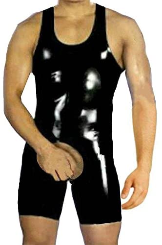 Men S Leather Lingerie Black Pvc Cat Suit Open Crotch Leather Wrestling