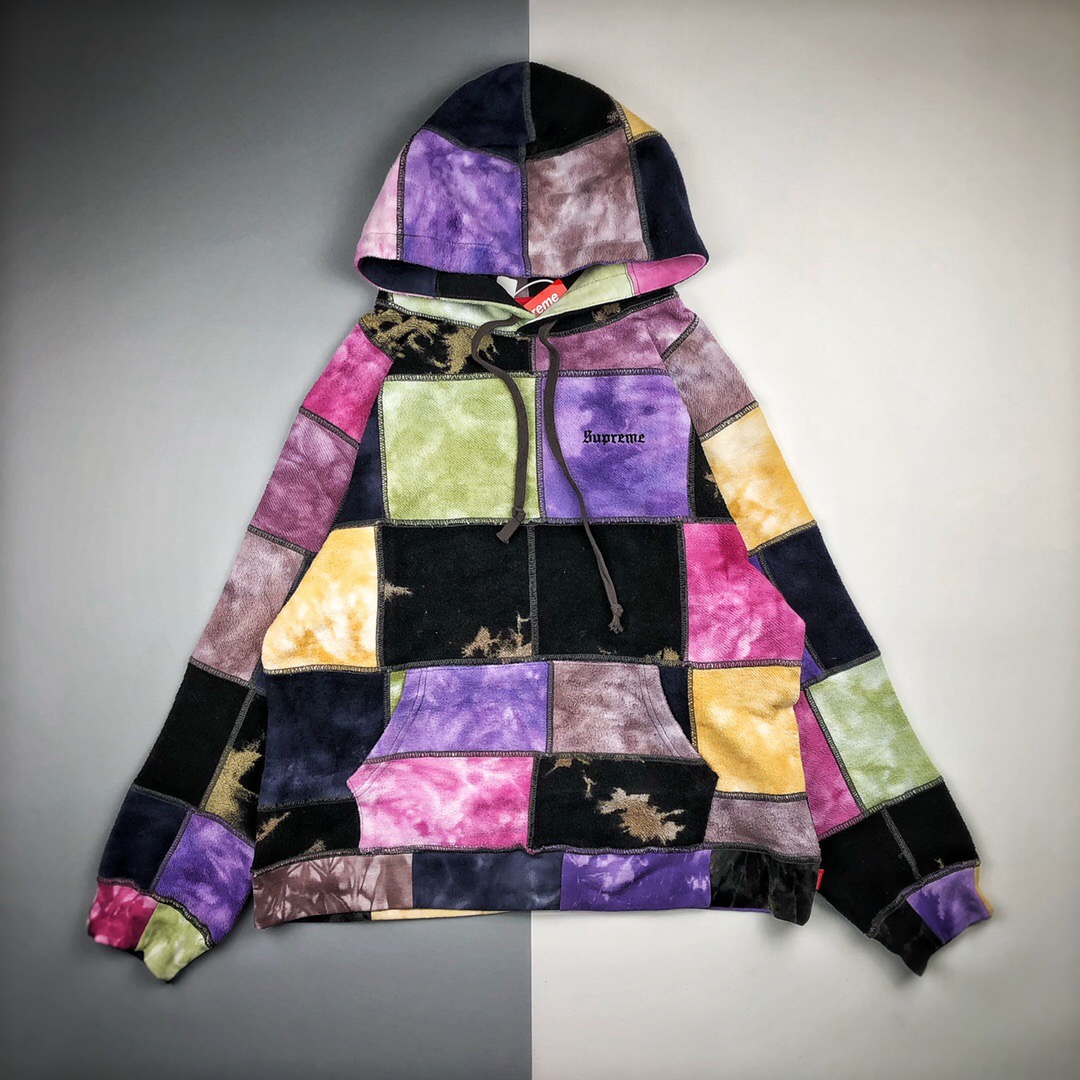 patchwork tie dye hoodie