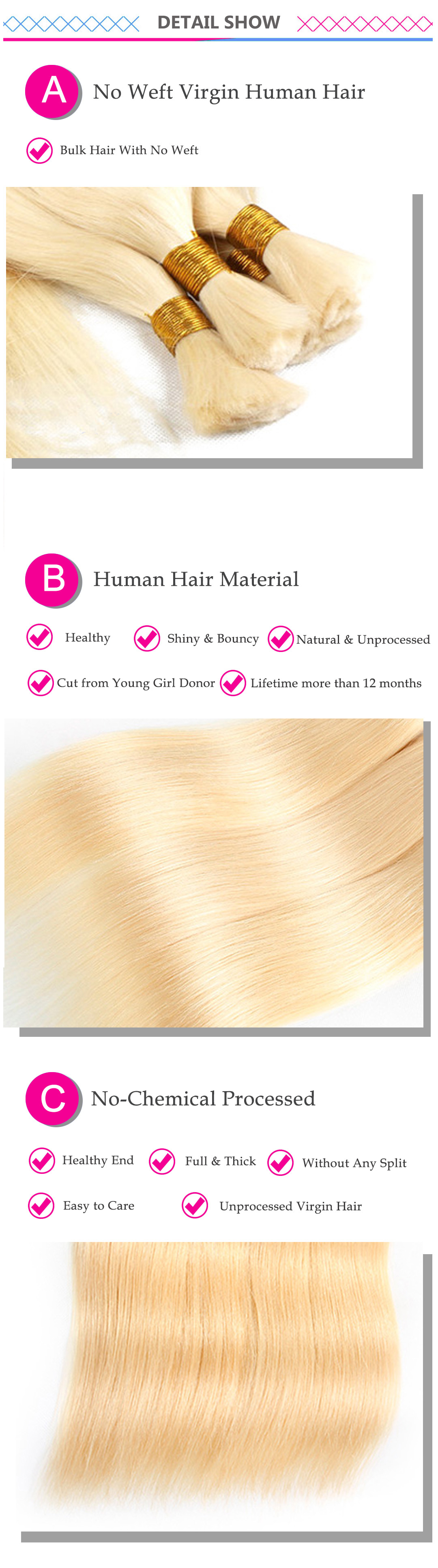 Gluna Bulk Human Hair For Braiding 3 Bundles Free Shipping 8 30