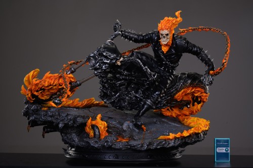 In stock Private Custom Ghost Rider 1/4 Scale Ploystone Statue Two Head Custom-made Led Light New