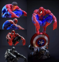 In Stock Private custom Spiderman Marvel Avenger Spider-Man 1/4 Polystone Resin Statue 4 PCS Head Sculpture