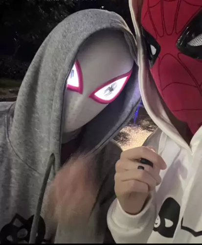 In Stock Spider-Man Mask Moving Eyes Helmet Cosplay Prop Remote Control Ring NEW